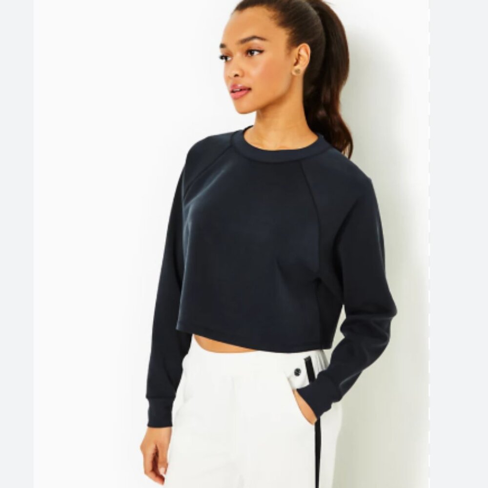 Lilly Pulitzer Zelek UPF 50+ Pullover Sweatshirt Black Size XL NWT